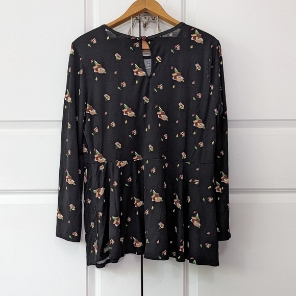Matilda Jane Shirt Women's XXL Black Floral Pep In Your Step Peplum Top - Picture 3 of 6